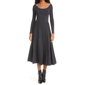 La Ligne Womens Gray Merino Wool Blend Long Sleeve Pleated Dress Medium NWOT